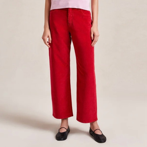 Banana Republic Pants - Banana Republic Bright Red High Rise Button Fly Straight Leg Corduroy Pants
